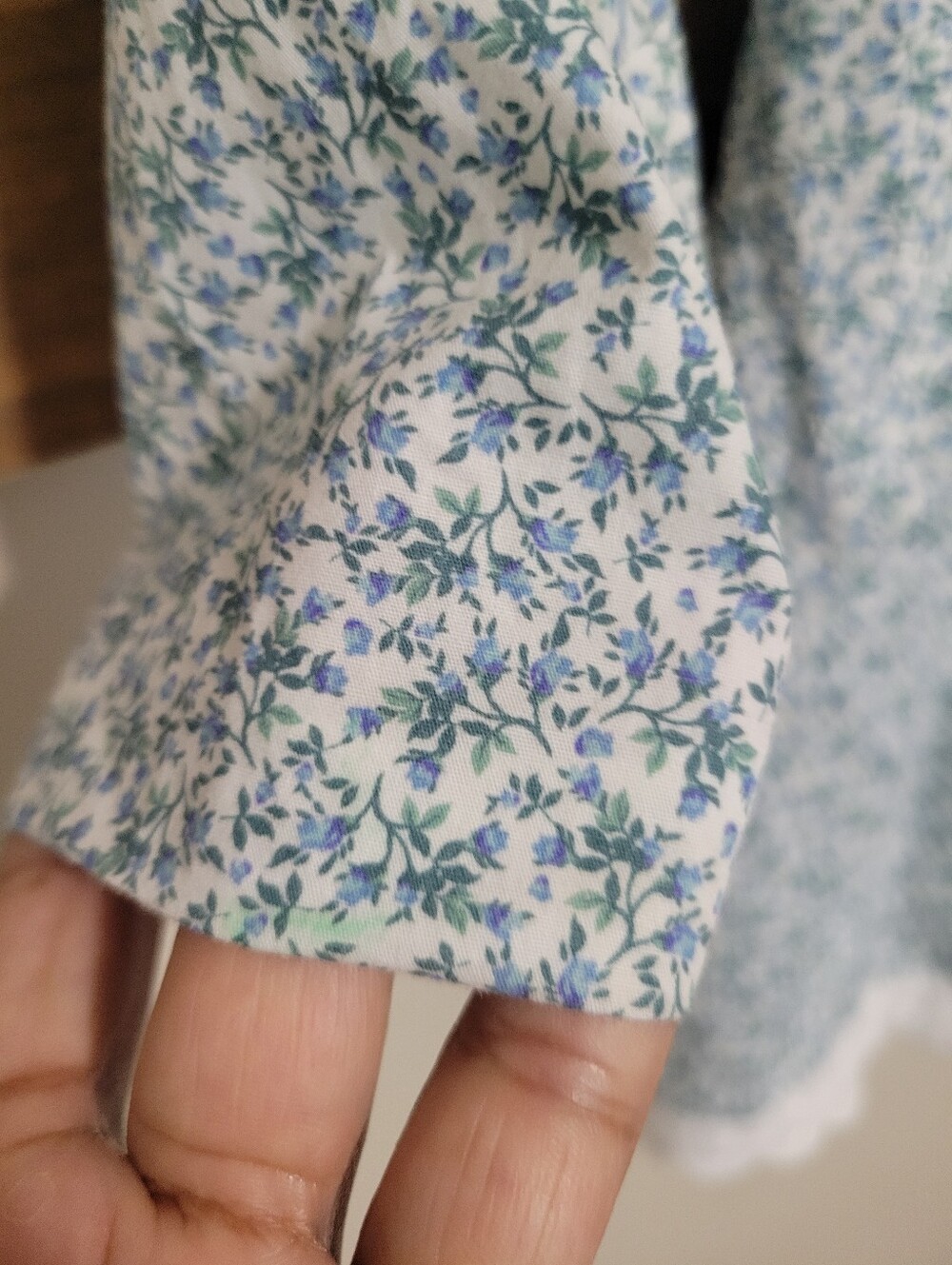 La Coqueta Blue Ditzy Floral Prairie Long Sleeve Scallop Hem Dress 5y - Picture 6 of 8